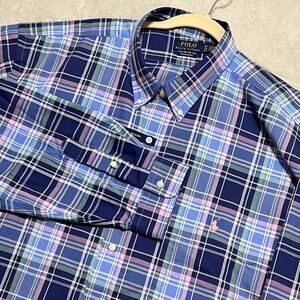 Polo Ralph Lauren Men's Size 3XLT Blue Plaid Performance Button Up Shirt